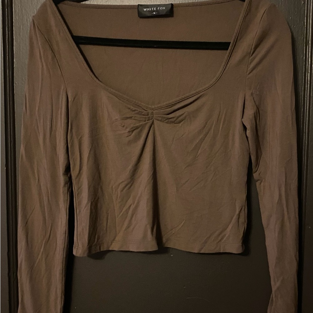 White Fox Boutique Chocolate Long Sleeve Top